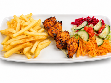 Kids Chicken Shish (4 Pieces) Platter with Chips & Salad