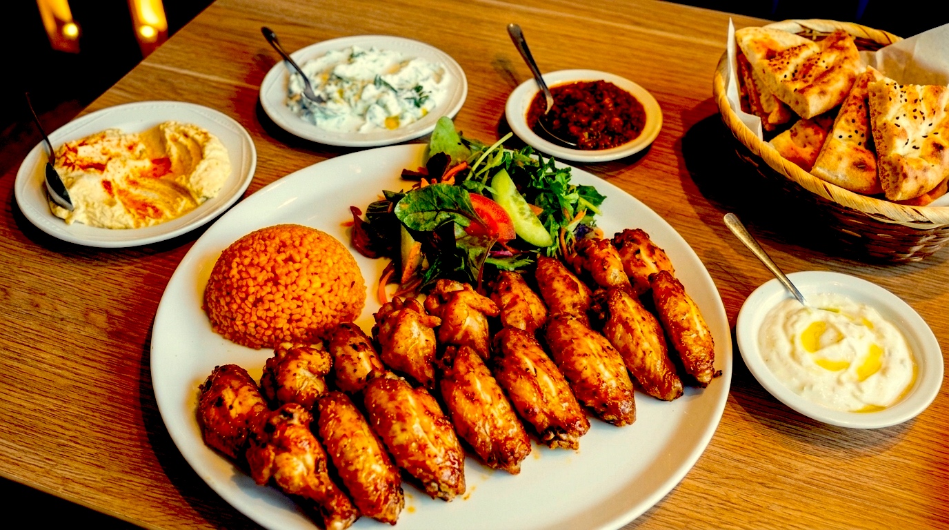 Unlimited Charcoal Wings 20 Pcs Feast with 4 Homemade Mezes & Flatbread